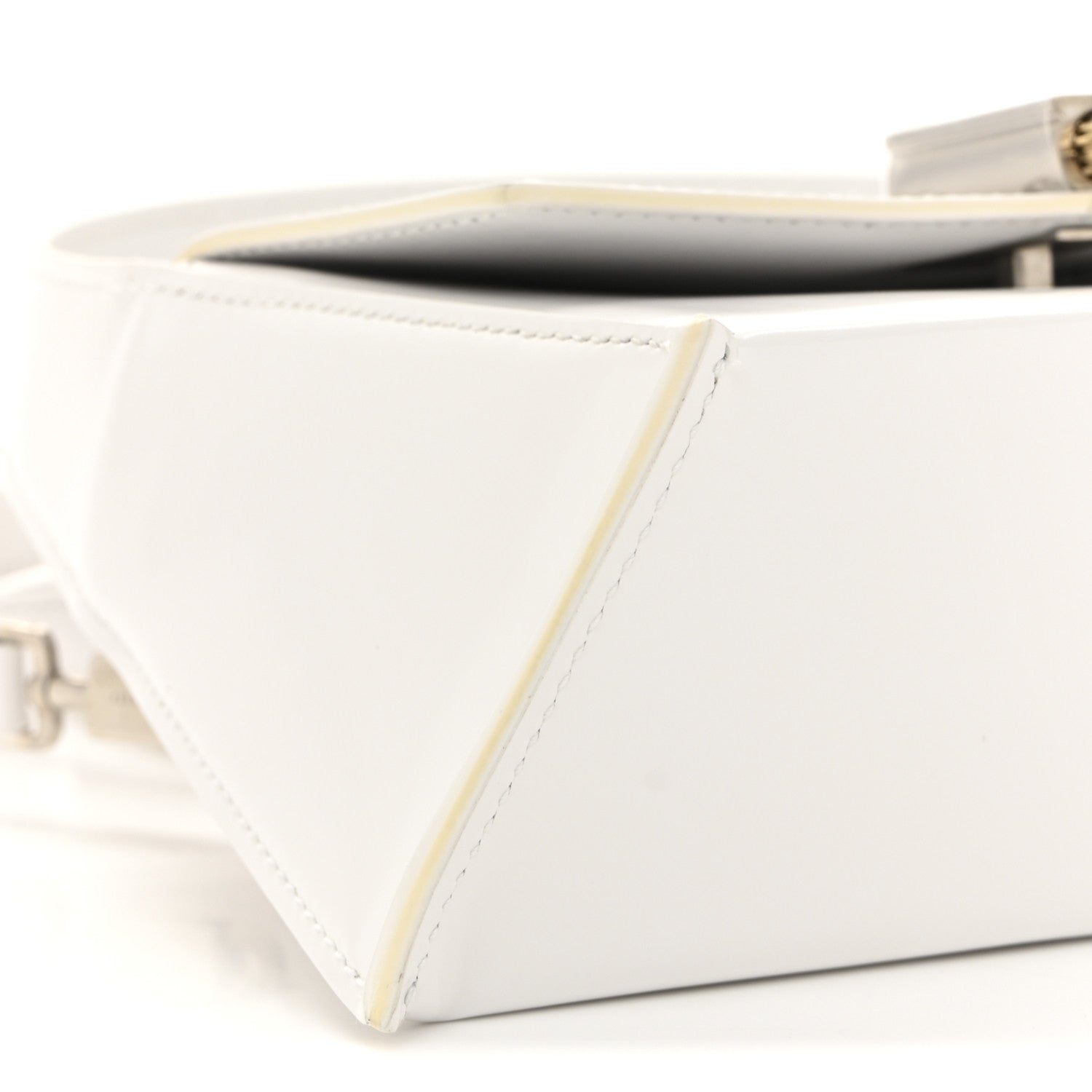 Brushed Calfskin Mini Geometric Prisma Shoulder Bag Optic White