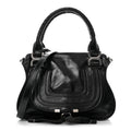 Natural Shiny Calfskin Small Marcie Satchel Black