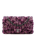 Crystal Tweed Quilted Medium Double Flap Purple Multicolor