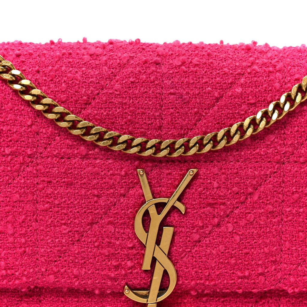 Boucle Tweed Patchwork Monogram Medium Jamie Baguette Magenta