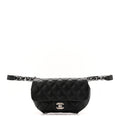 Calfskin Quilted CC Uniform Flap Belt Bag Black