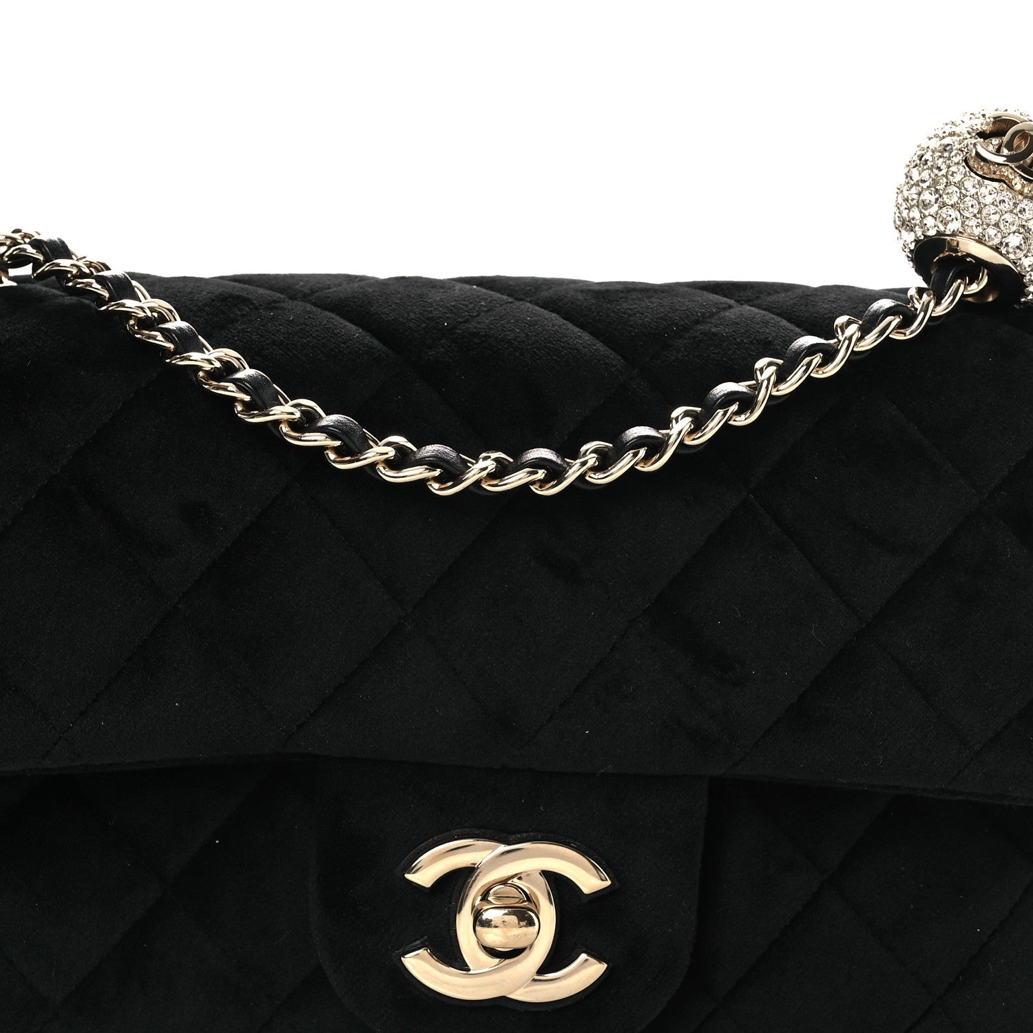 Velvet Quilted Mini Rectangular Pearl Crush Flap Black