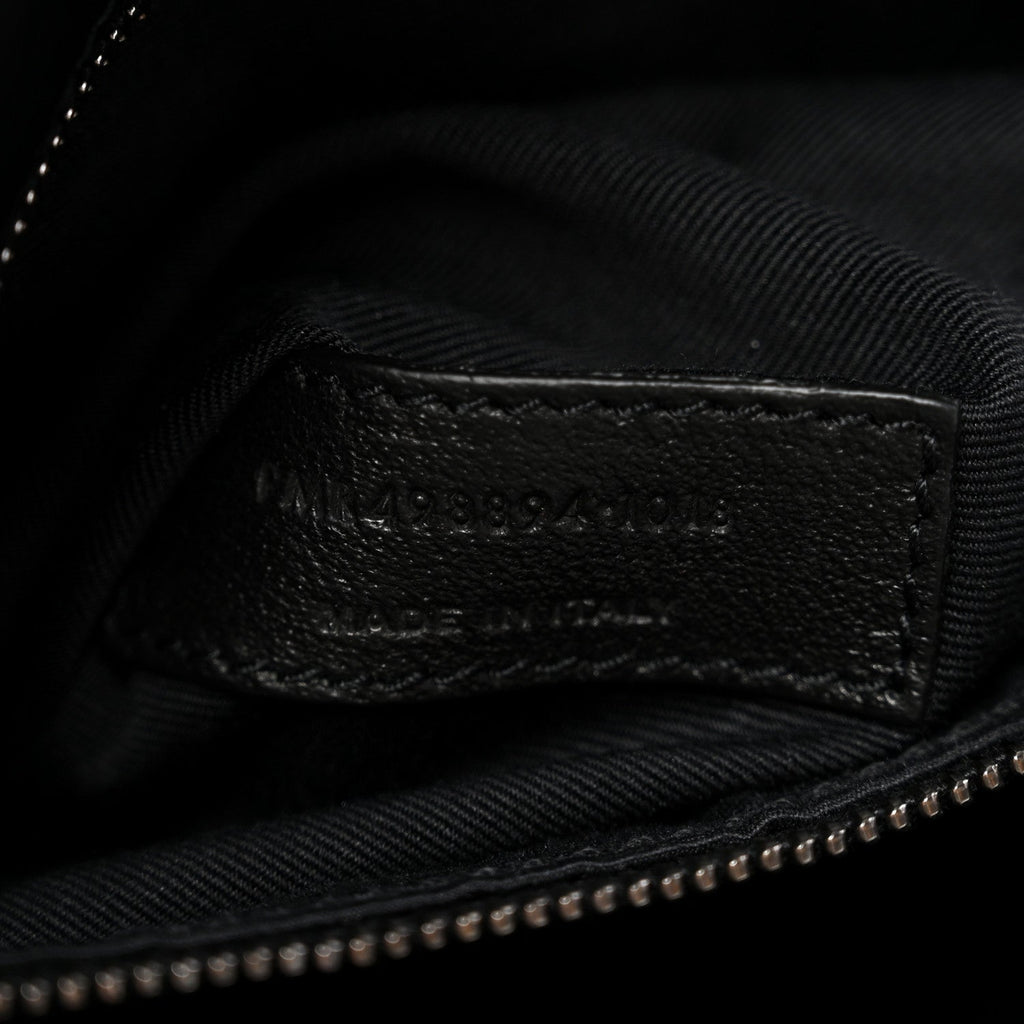 Crinkled Calfskin Matelasse Monogram Medium Niki Chain Satchel Black