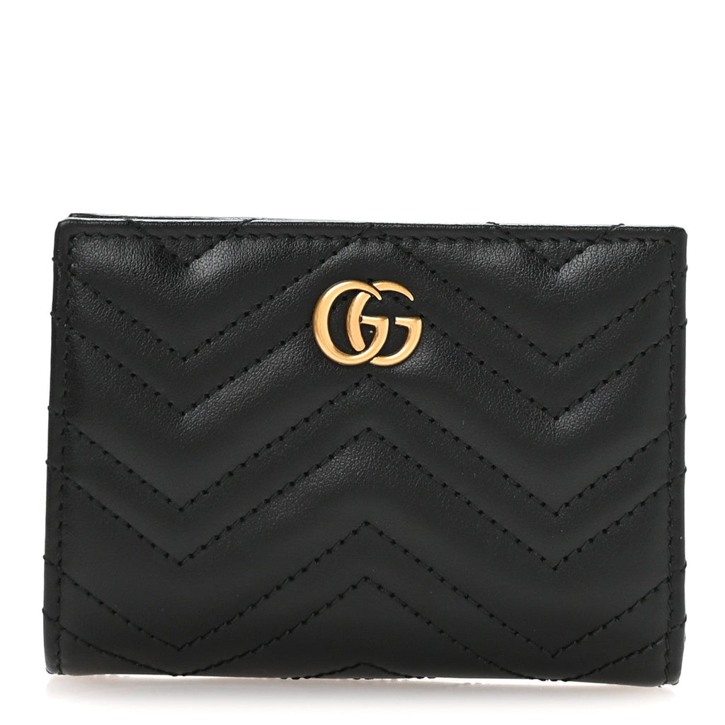 Calfskin Matelasse GG Marmont  Case Wallet Black