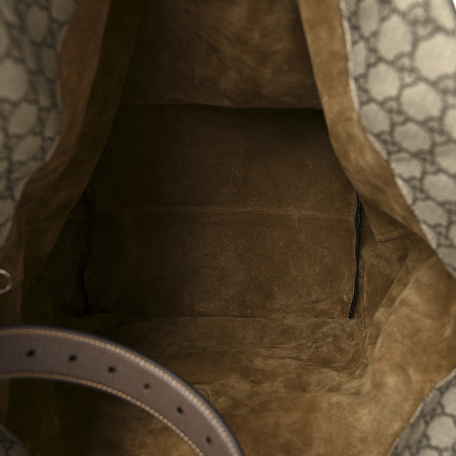 Tender GG Supreme Monogram Textured Dollar Calfskin Web Medium Jackie 1961 Crossbody Bag Beige Ebony New Acero