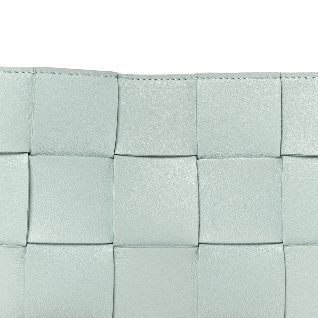 Calfskin Maxi Intrecciato Cassette Pouch On Strap Pale Blue