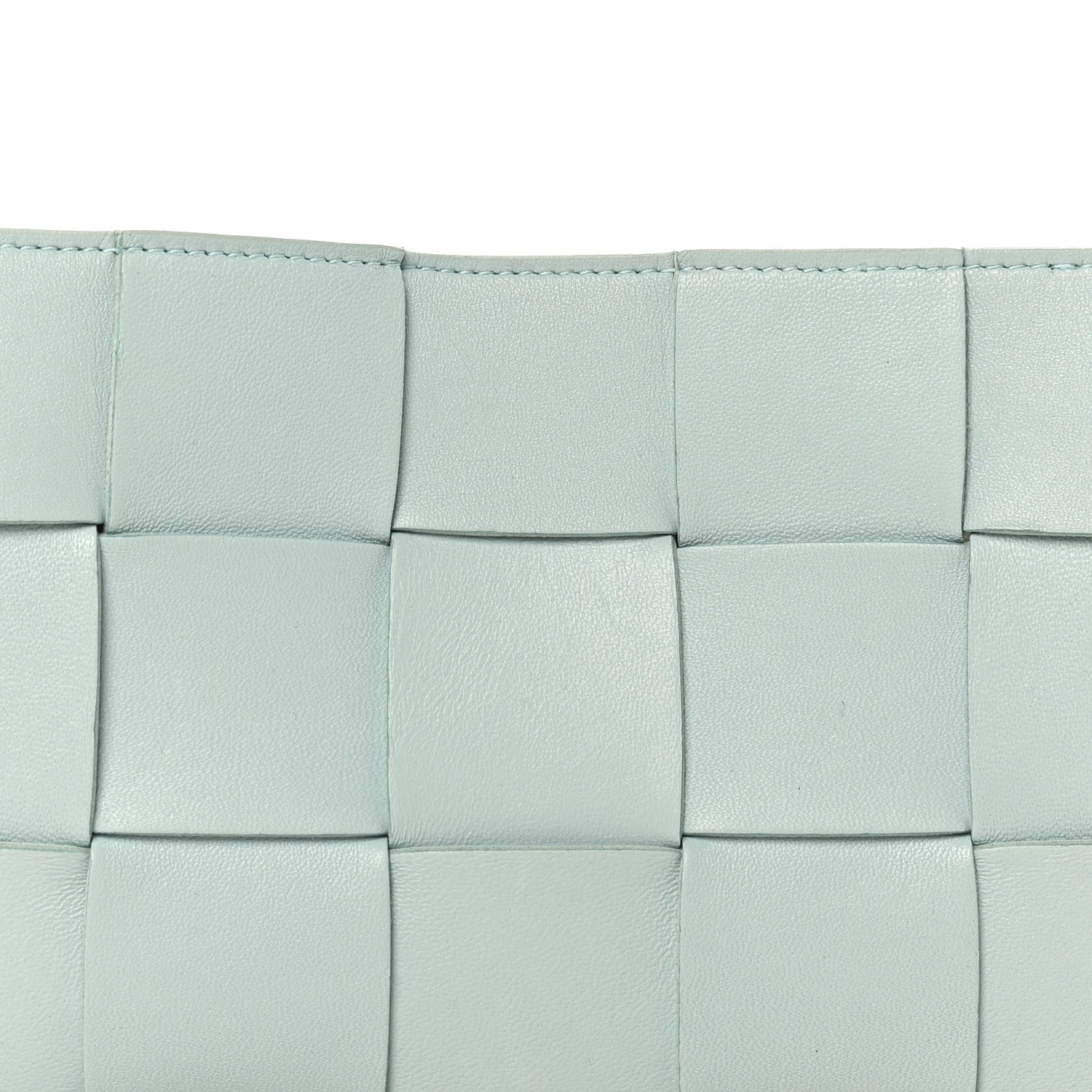 Calfskin Maxi Intrecciato Cassette Pouch On Strap Pale Blue