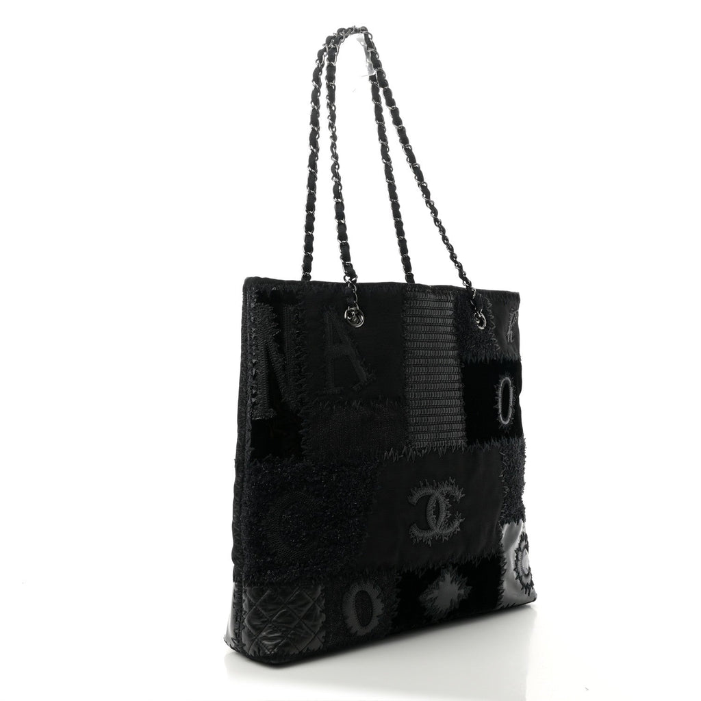 Tweed Patchwork Tote Black