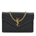 Grain De Poudre Matelasse Chevron Monogram Chain Wallet Black