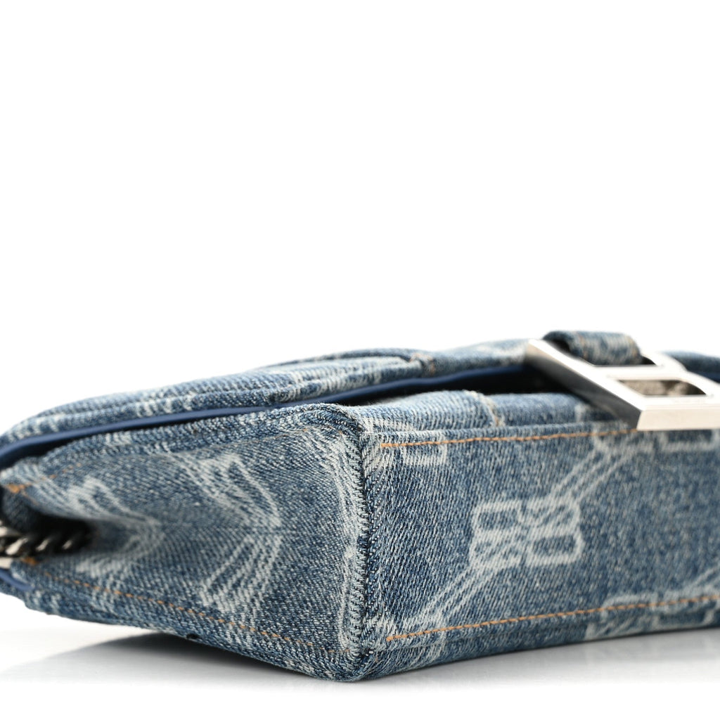 Denim BB Monogram Hourglass Chain Bag Blue
