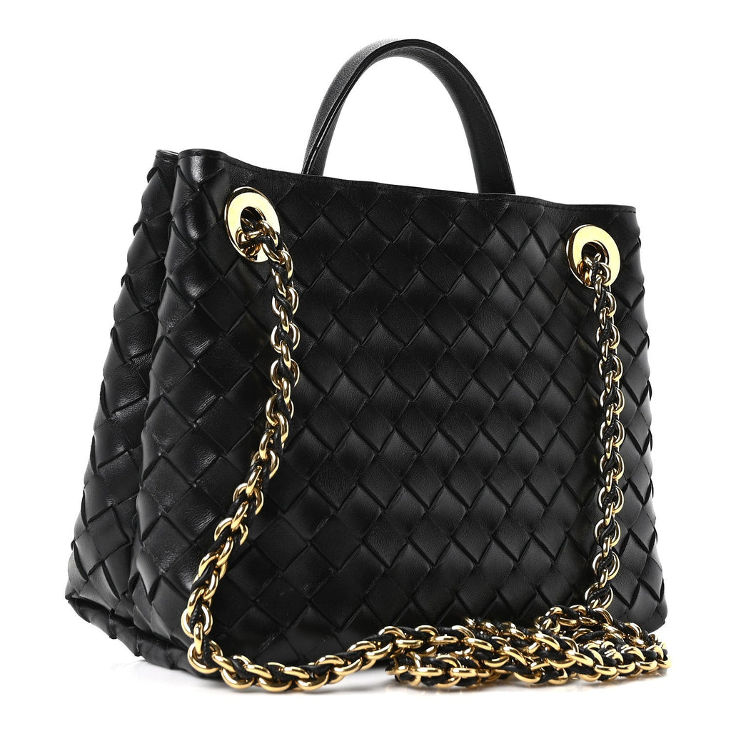 Nappa Intrecciato Small Andiamo With Chain Shoulder Bag Black