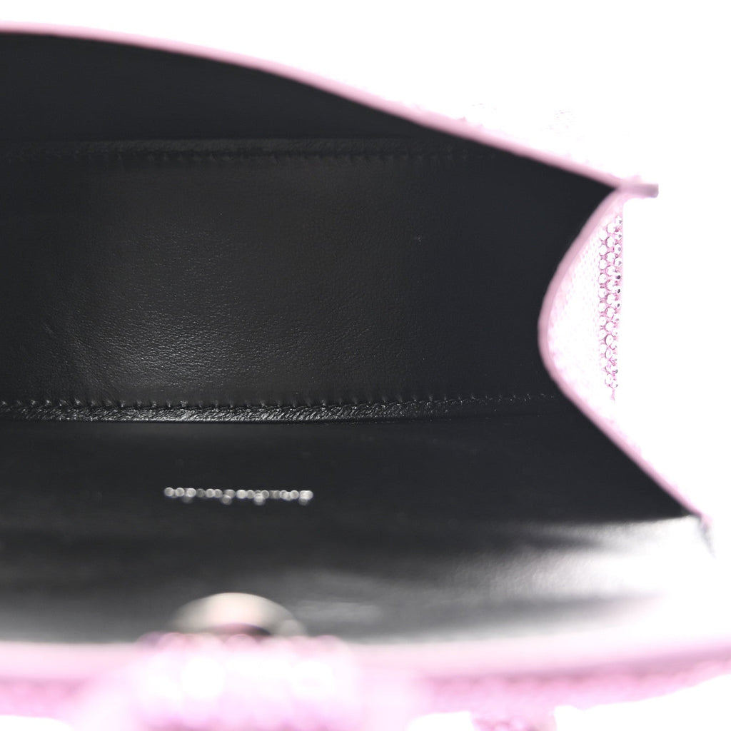 Strass Suede Hourglass Top Handle Bag XS Pink