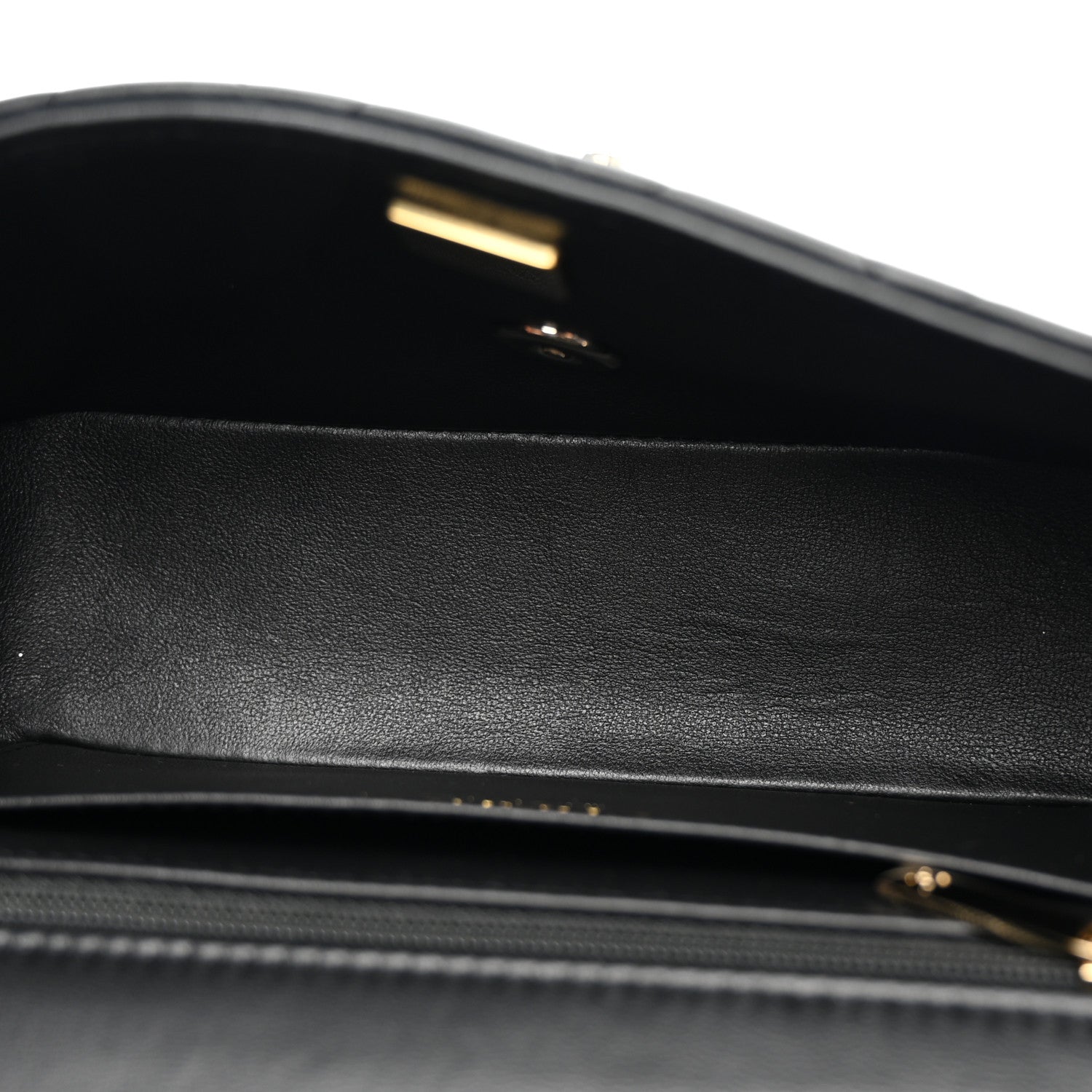 Lambskin Quilted Mini Top Handle Rectangular Flap Black