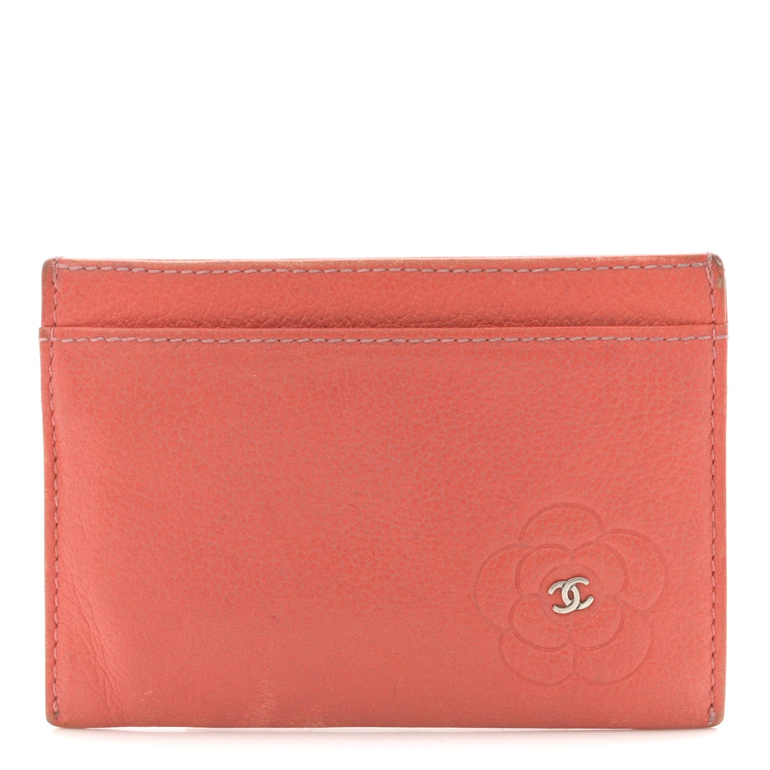 Goatskin Embossed Camellia  Holder Coral