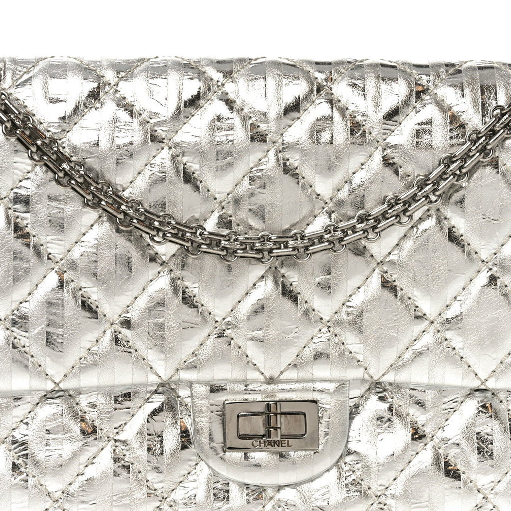 Metallic Calfskin Striped 2.55 Reissue 226 Silver