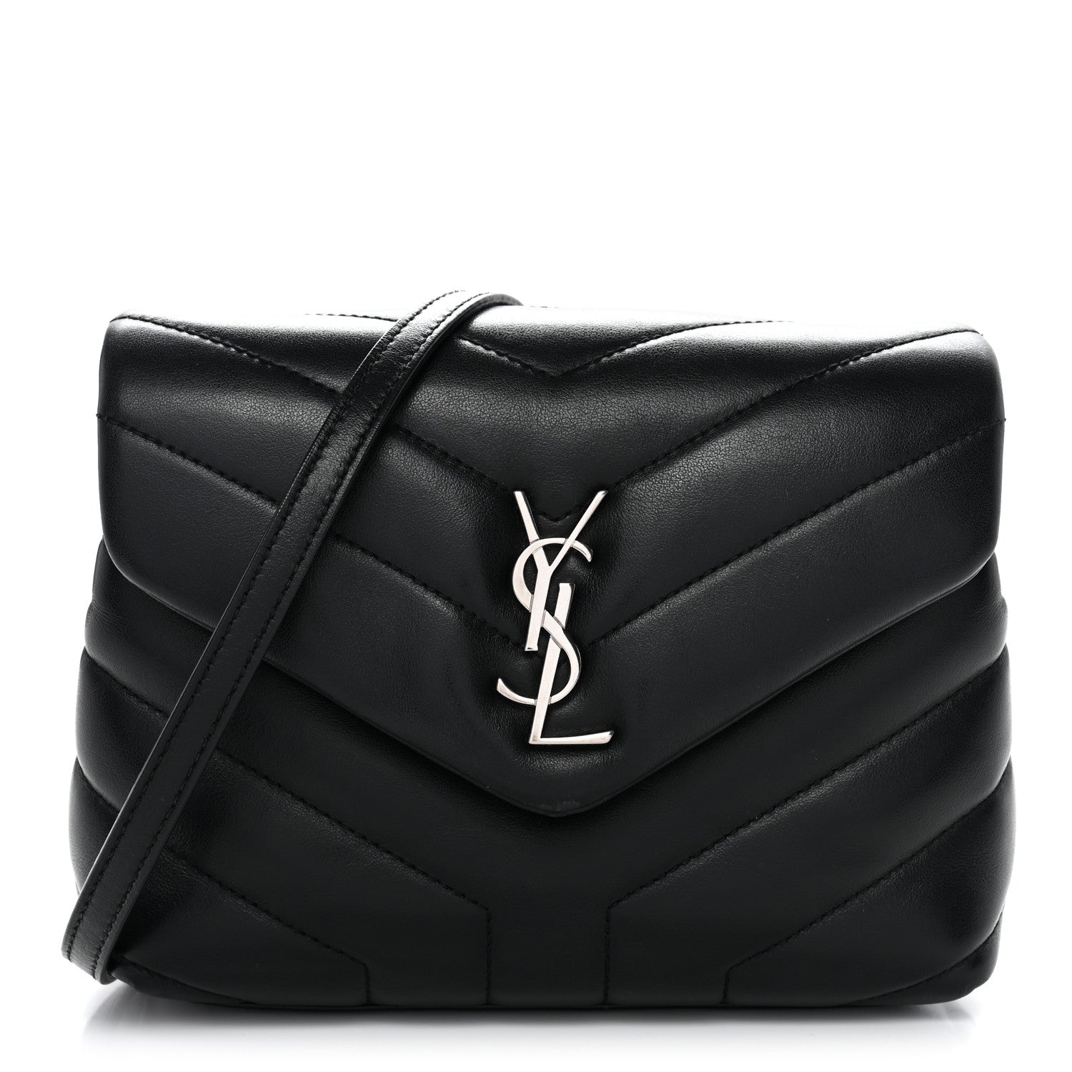 Calfskin Y Quilted Monogram Toy Loulou Crossbody Bag Black