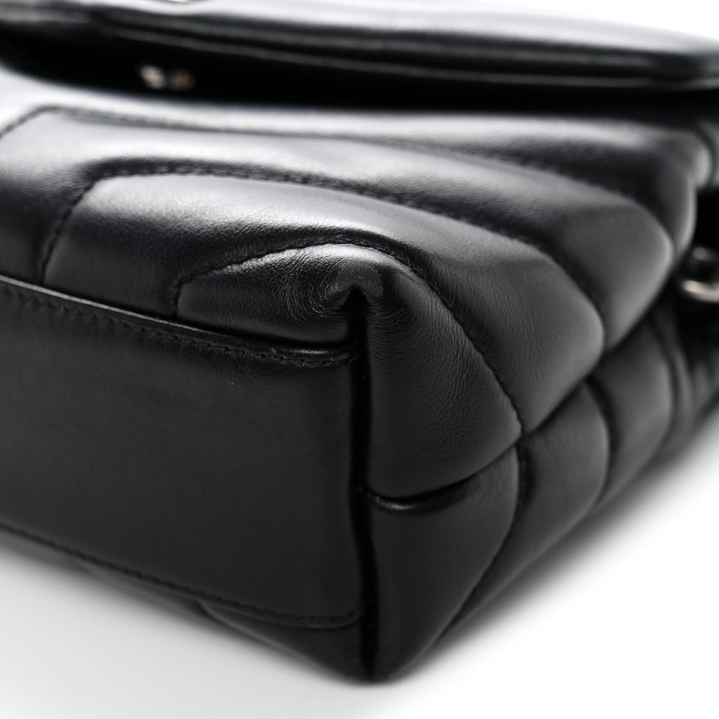 Calfskin Y Quilted Monogram Toy Loulou Crossbody Bag Black