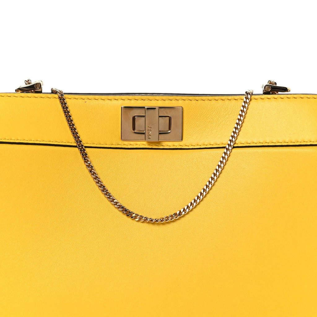 Nappa Small Peekaboo I SEE U East West Chain Satchel Limone