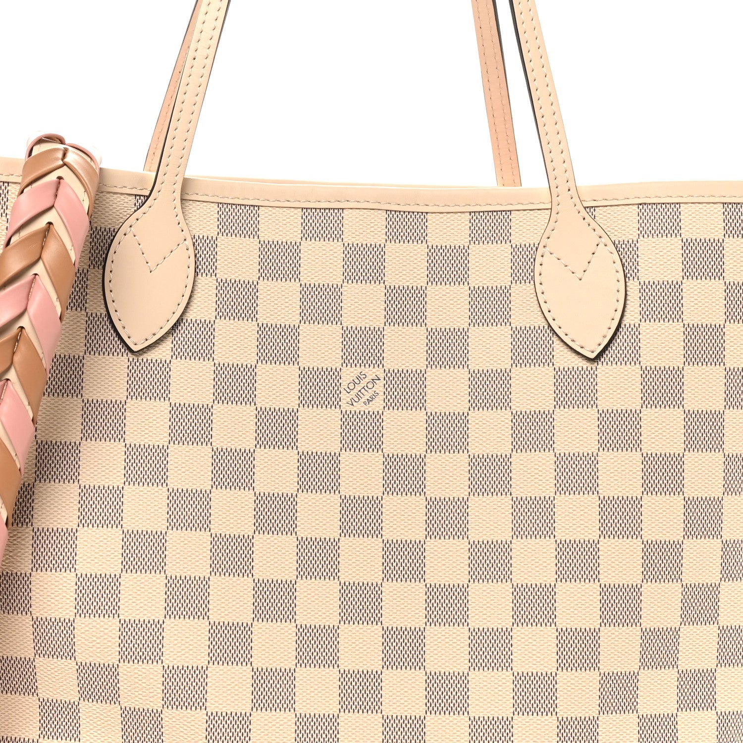 Damier Azur Braided Neverfull MM Pink