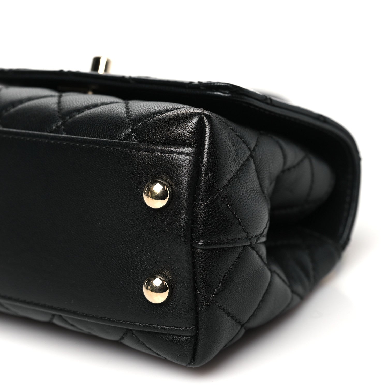 Goatskin Quilted Rainbow Extra Mini Coco Handle Flap Black