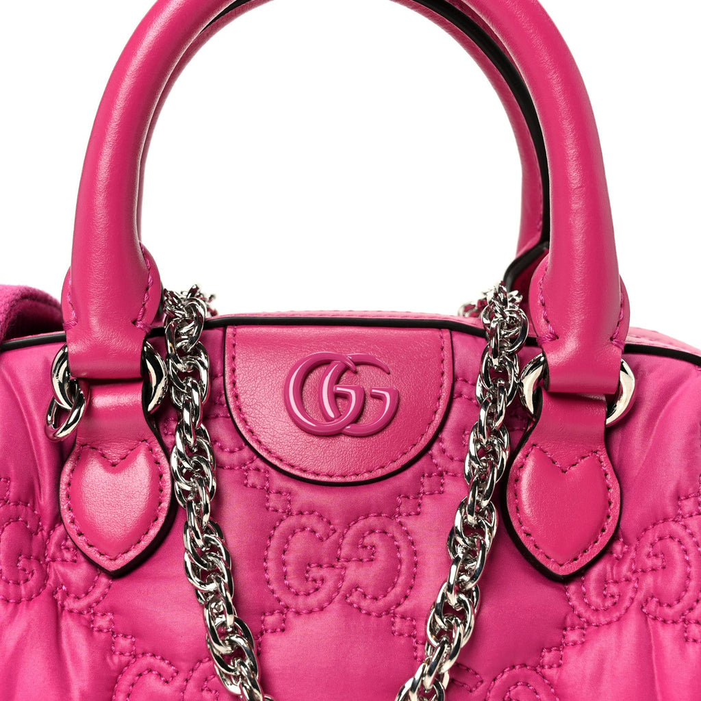 Nylon Calfskin Enamel GG Matelasse Mini Bowler Bag Lovely
