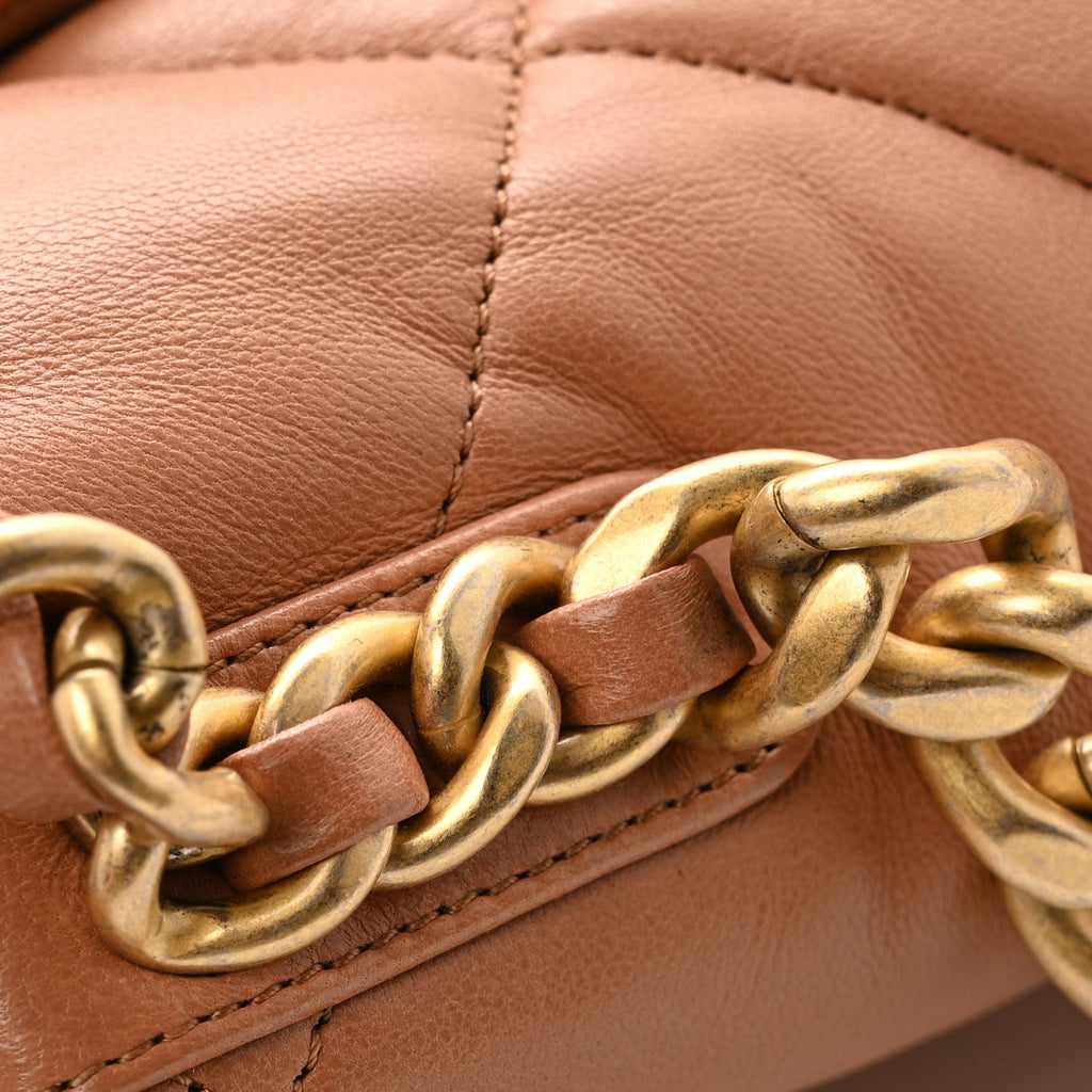 Lambskin Quilted Medium Chanel 19 Flap Brown