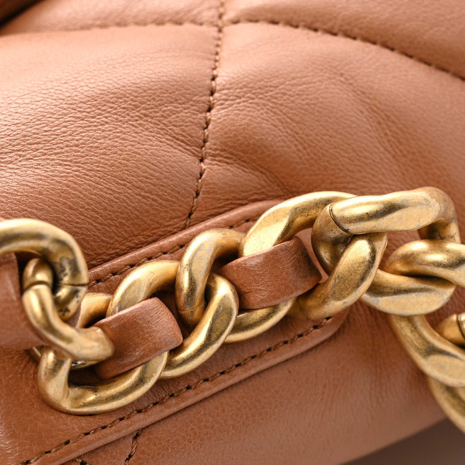 Lambskin Quilted Medium Chanel 19 Flap Brown