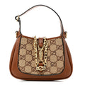 New Canvas Charisma Calfskin Crystal GG Monogram Mini Jackie 1961 Hobo Camel Ebony
