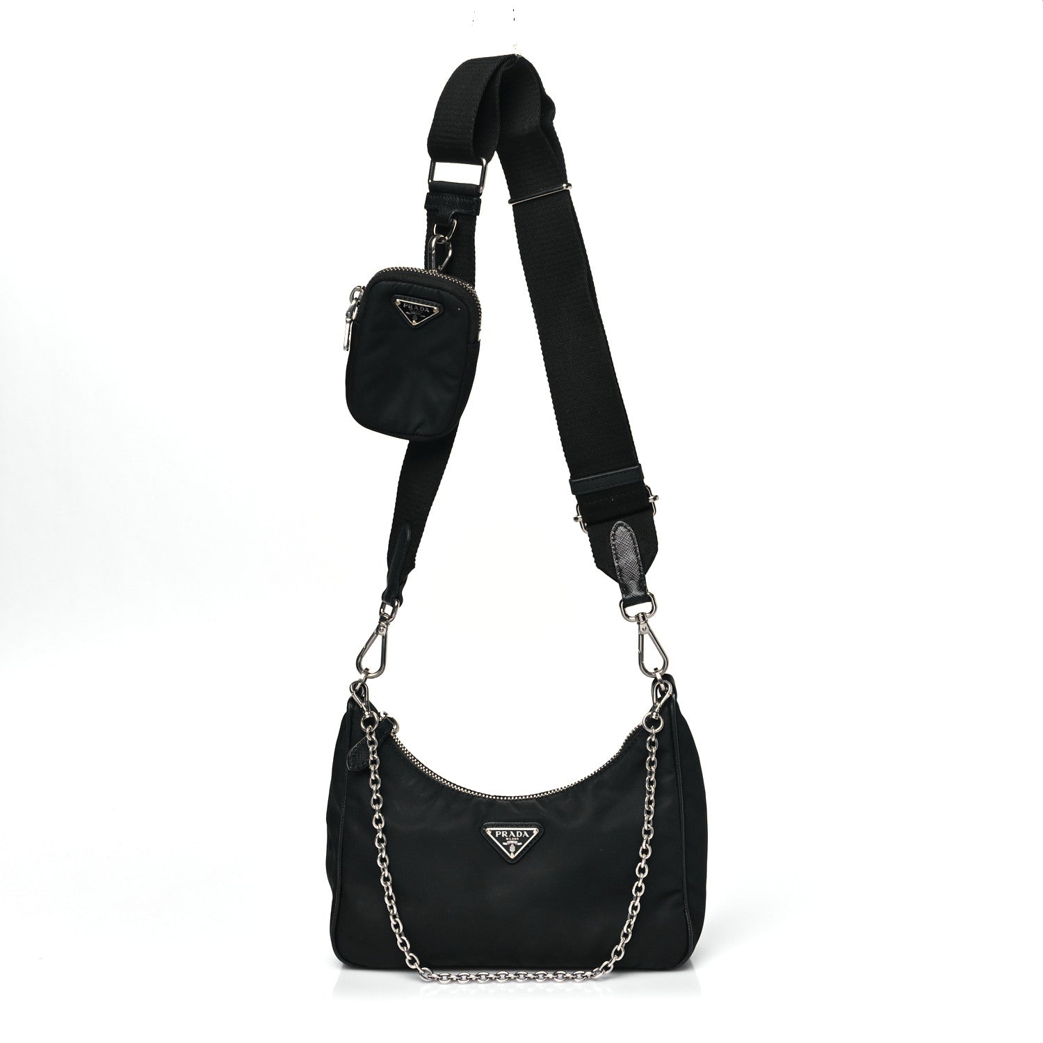 Re-Nylon Saffiano Re-Edition 2005 Shoulder Bag Black