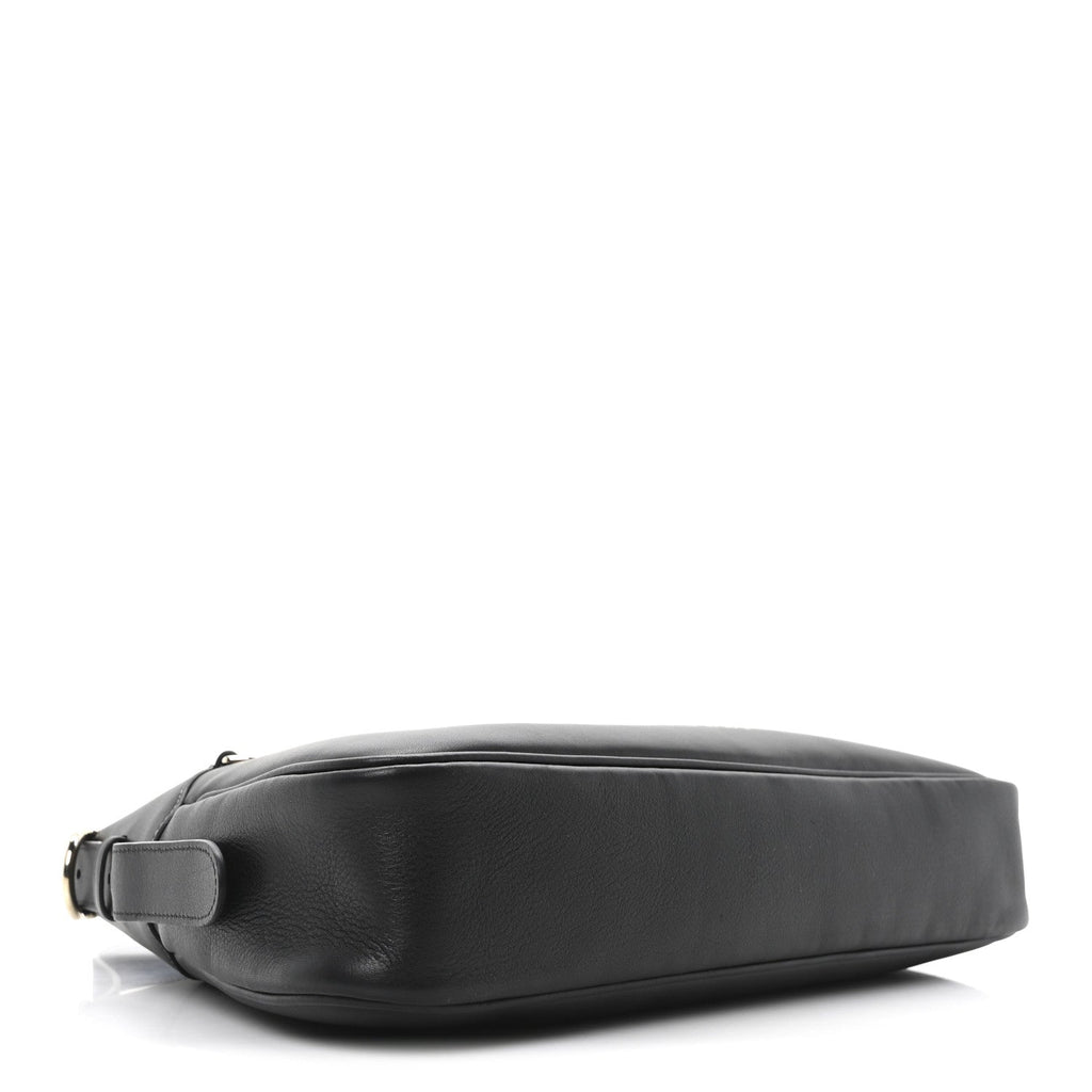 Calfskin Medium Emblem Shoulder Bag Black