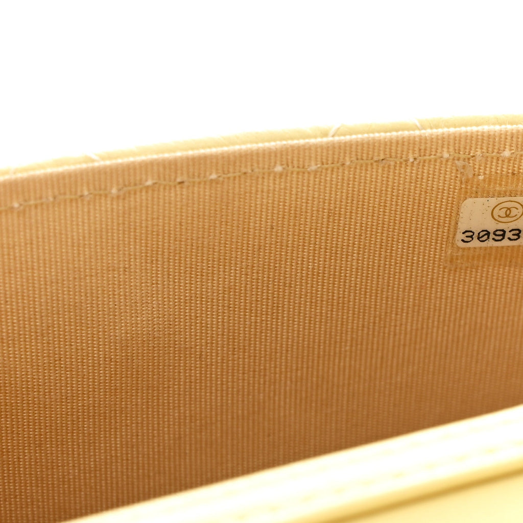 Lambskin Quilted Pearl Crush Clutch With Chain Yellow