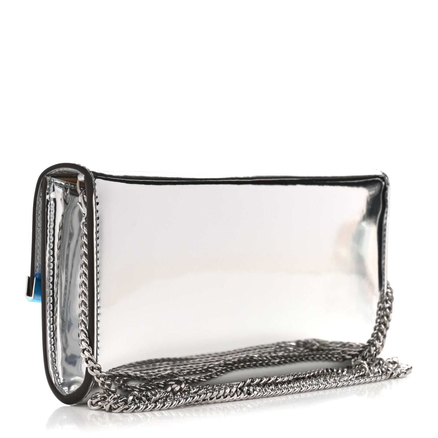 Metallic Mirror Fabric Emmie Clutch Bag Silver