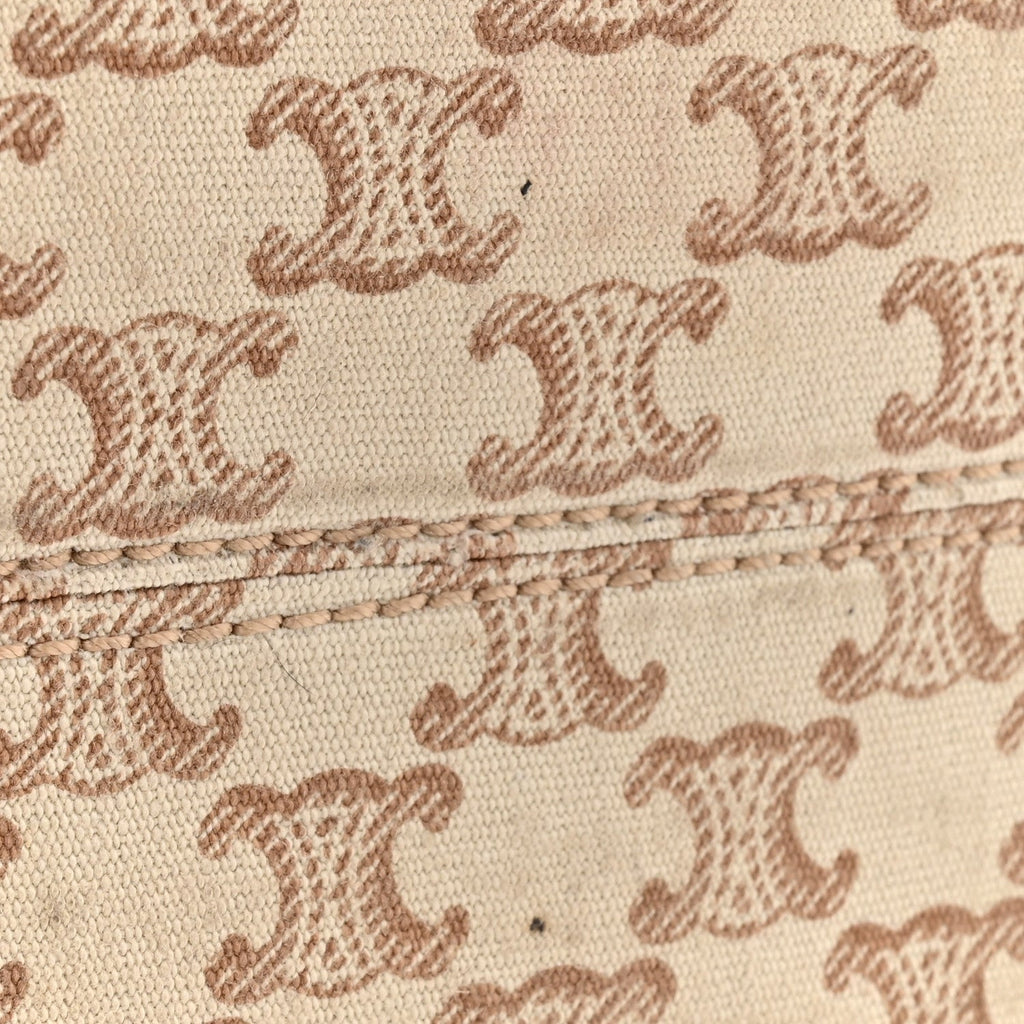 Canvas Calfskin Triomphe Print Small Cabas Thais White