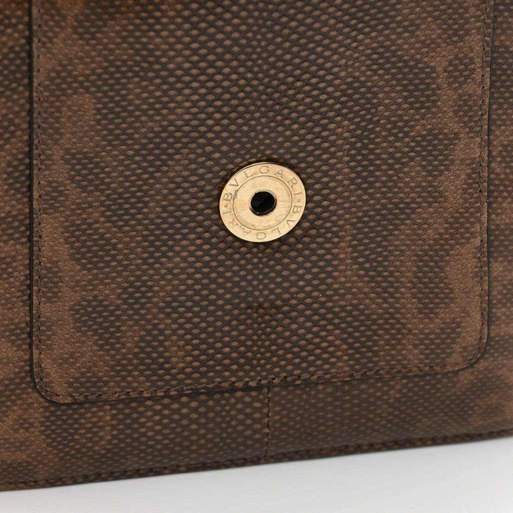 Shiny Karung Serpenti Forever Top Handle Brown