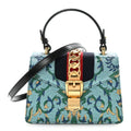 Iridescent Brocade Mini Sylvie Top Handle Bag Azure