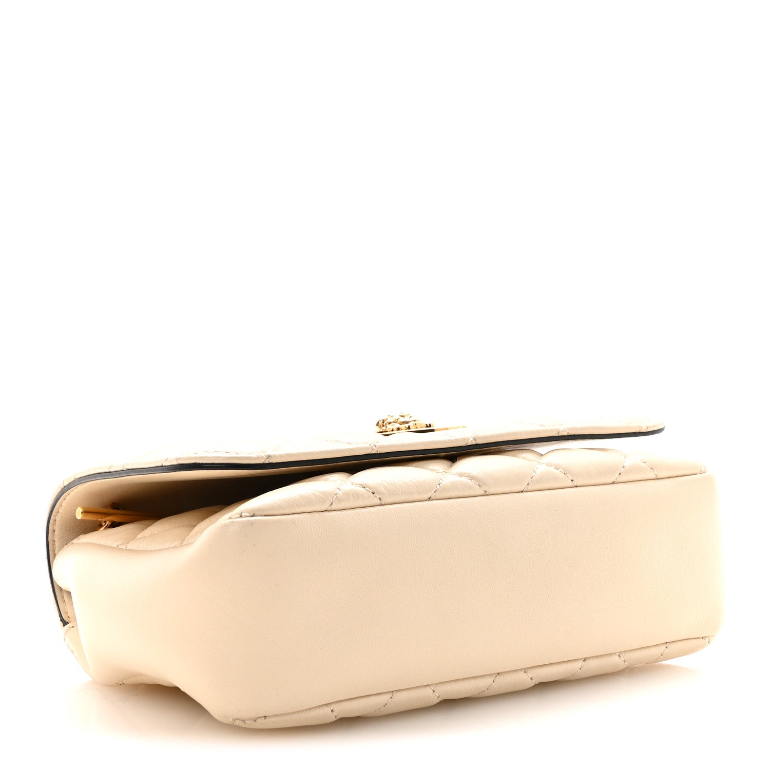 Nappa Quilted Small Medusa Chain Crossbody White