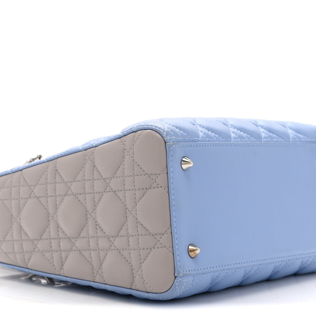 Lambskin Cannage Medium Bi-Color Lady Dior Blue Gray