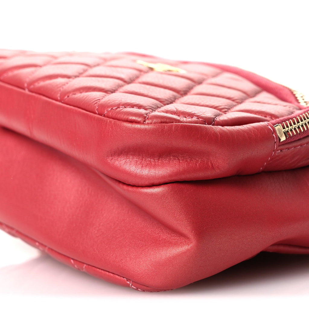 Calfskin Quilted Day Trips Camera Case Pink