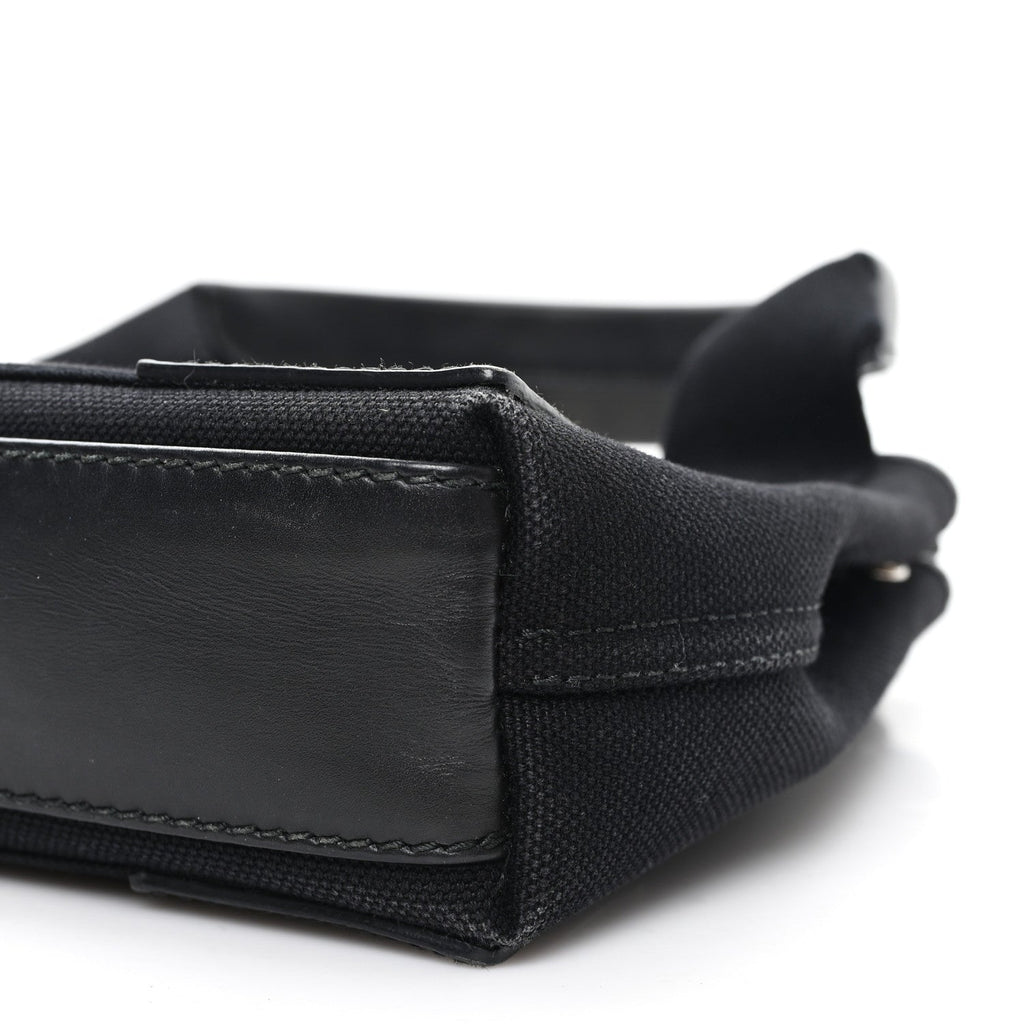 Cotton Canvas Calfskin Navy Cabas XS Black