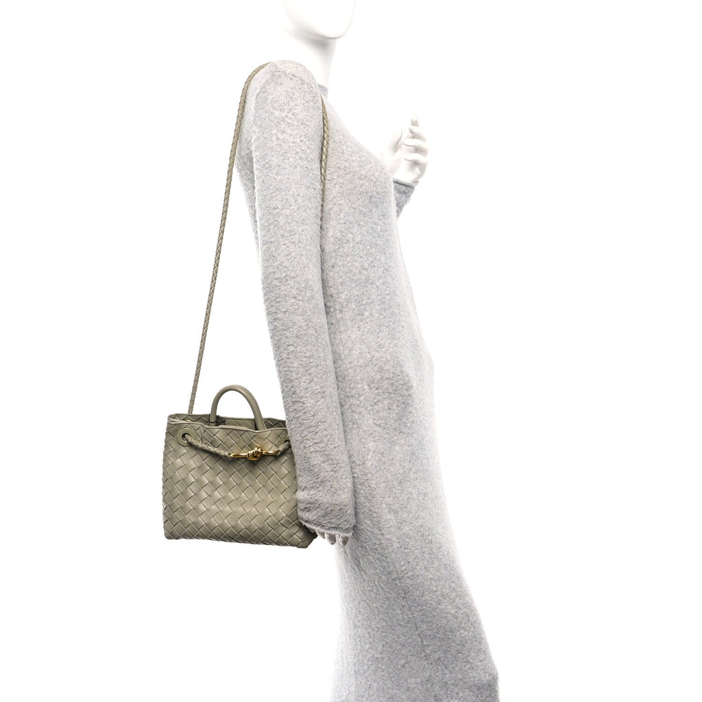 Nappa Intrecciato Small Andiamo Shoulder Bag Travertine
