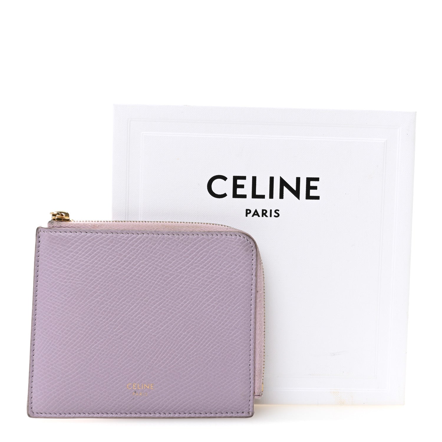 Drummed Calfskin Medium Half Zip Multifunction Wallet Coin Purse Liliac