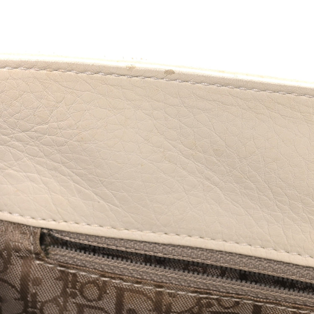 Calfskin Cannage D Buckle East West Tote White