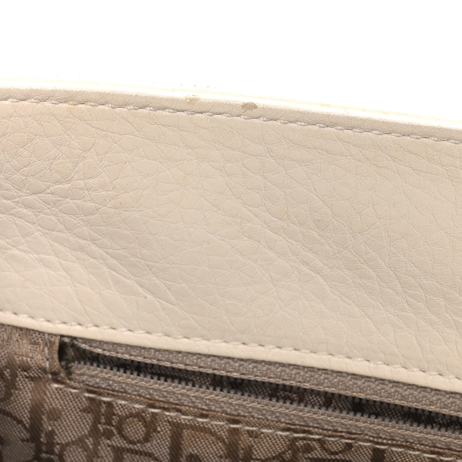 Calfskin Cannage D Buckle East West Tote White