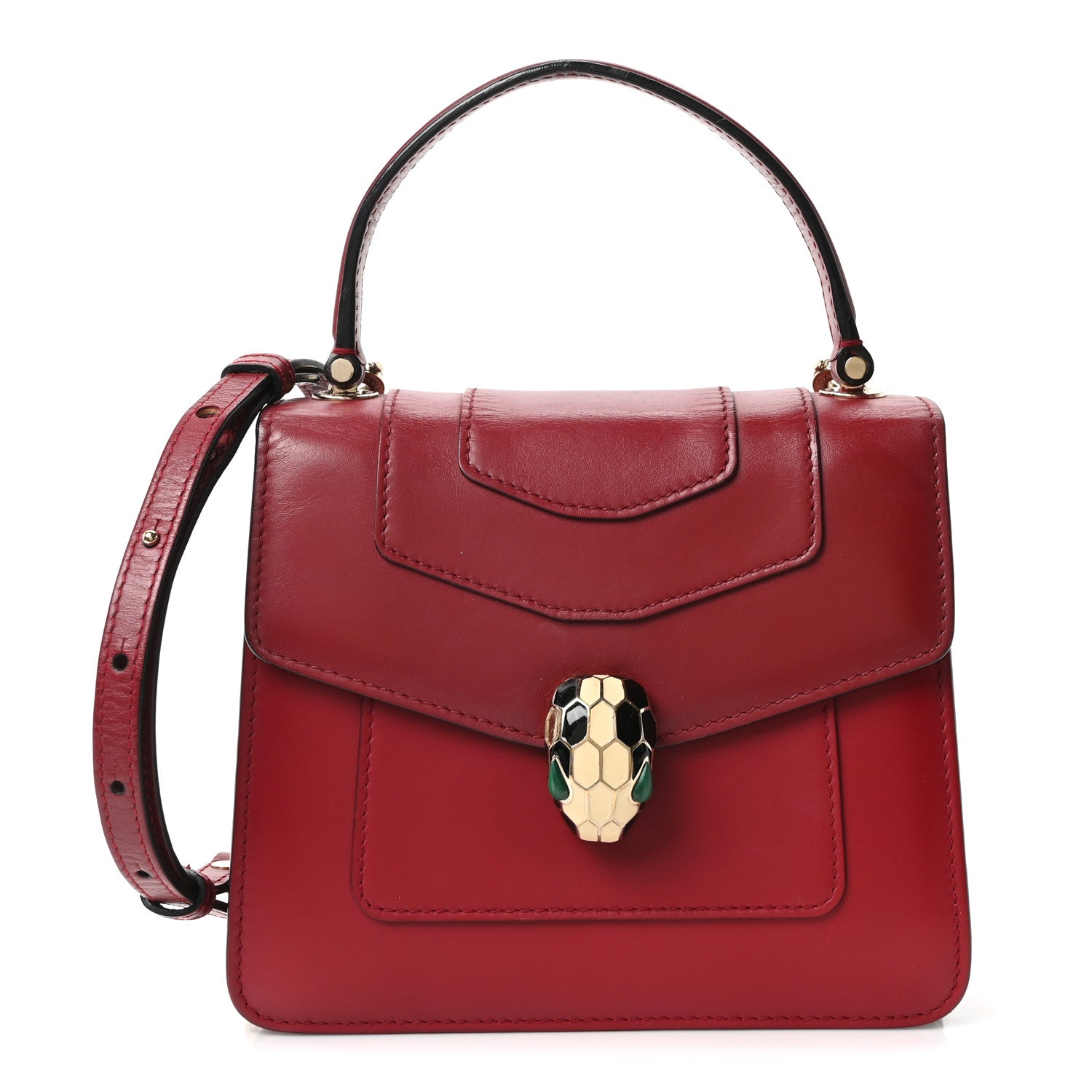 Calfskin Serpenti Forever Top Handle Red
