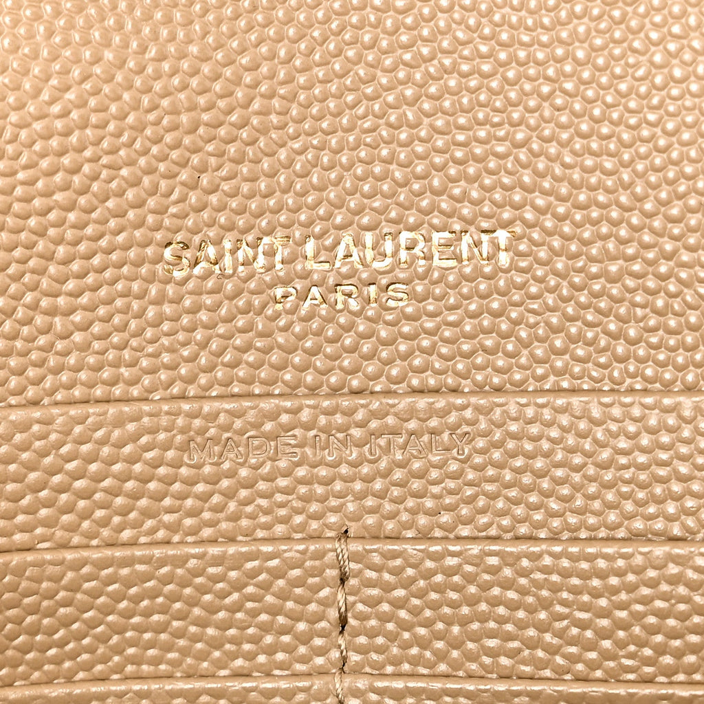 Grain De Poudre Matelasse Chevron Monogram Chain Wallet Dark Latte