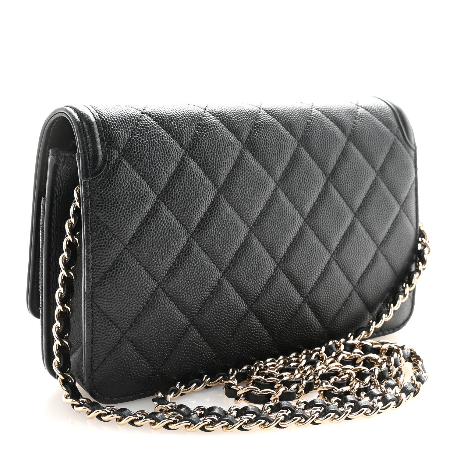 Caviar Quilted CC Filigree Wallet On Chain WOC Black