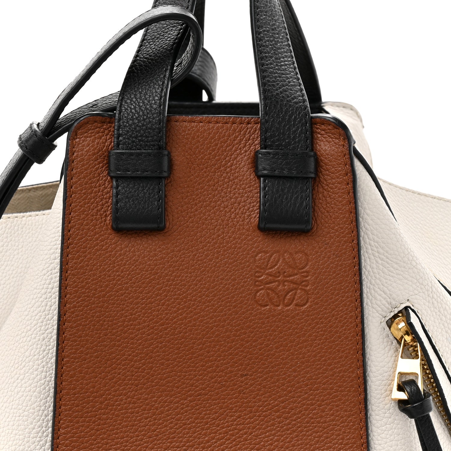 Calfskin Small Hammock Shoulder Bag Tan Ivory Black