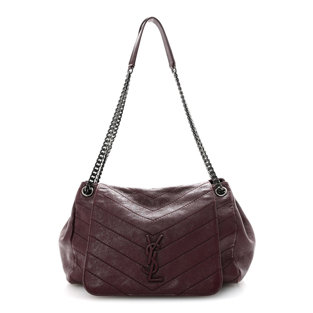 Vintage Lambskin Chevron Monogram Medium Nolita  Amaranto