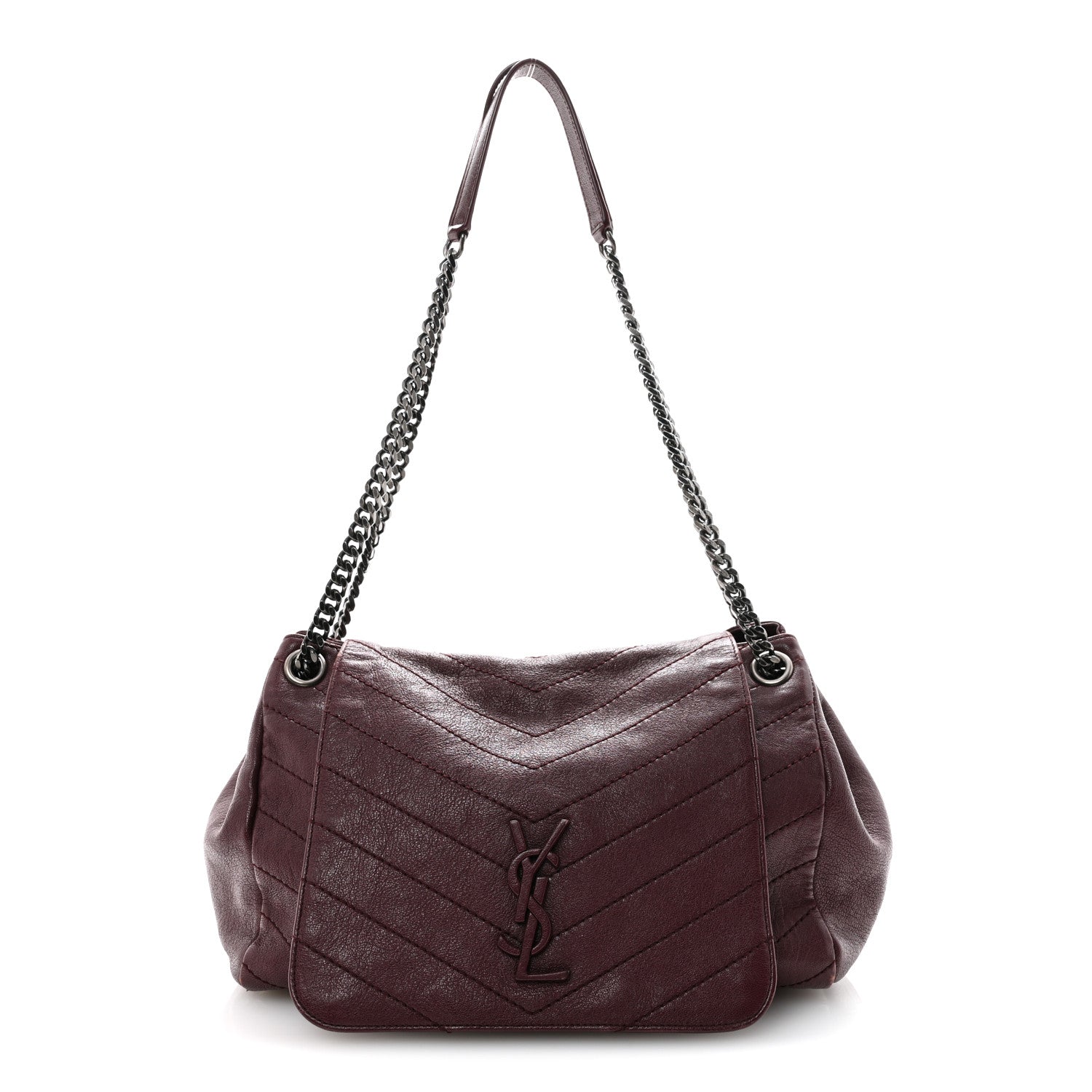 Vintage Lambskin Chevron Monogram Medium Nolita  Amaranto