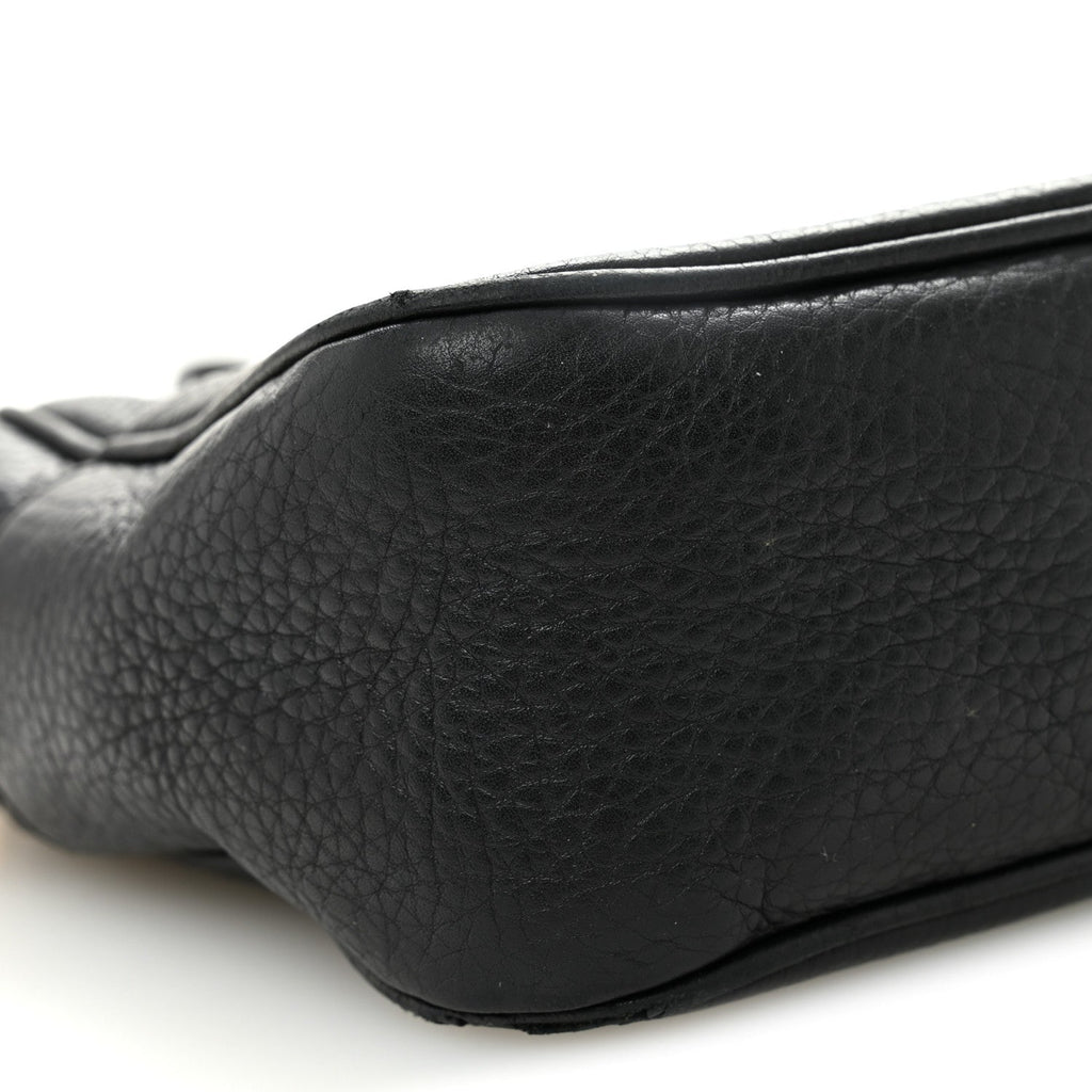 Pebbled Calfskin Small Soho Disco Bag Black